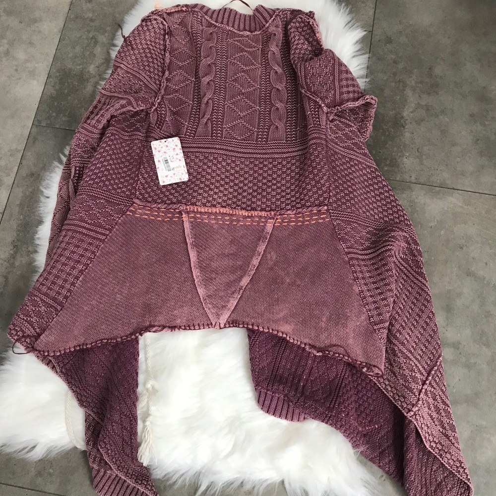 NWT {free people} mauve all washed out cardigan! - Picture 5 of 8
